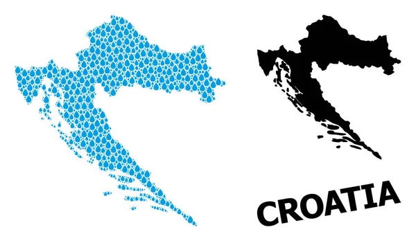 Vector Collage Mapa da Croácia de Lágrimas Líquidas e Mapa Sólido — Vetor de Stock