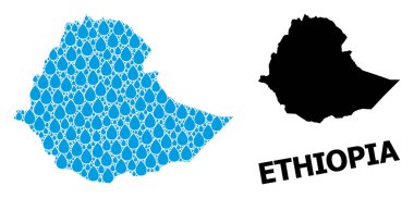 Sıvı Düşüşlerin Etiyopya Vektör Kolajı Haritası ve Katı Harita
