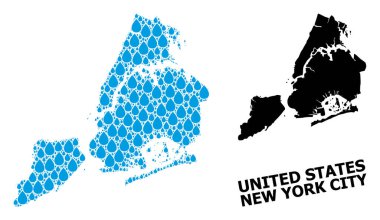 New York 'un Sıvı Gözyaşları ve Katı Haritası Vektör Mozaik Haritası