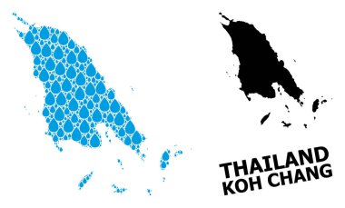 Water Dews ve Solid Harita Koh Chang 'in Vektör Kolajı Haritası