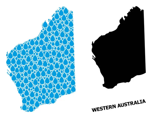 Vektorcollage-Karte von Westaustralien mit Wassertropfen und solider Karte — Stockvektor