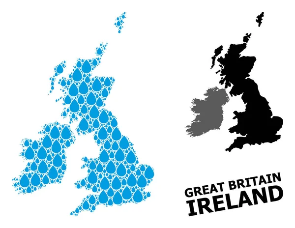 大不列颠及爱尔兰水鹿矢量马赛克图和固体图 — 图库矢量图片