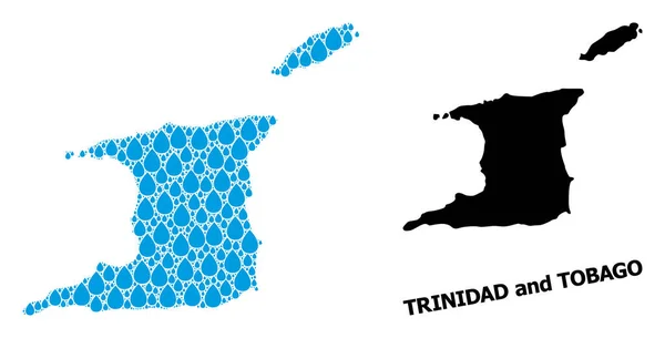 Mapa mosaico vectorial de Trinidad y Tobago de rocíos líquidos y mapa sólido — Vector de stock