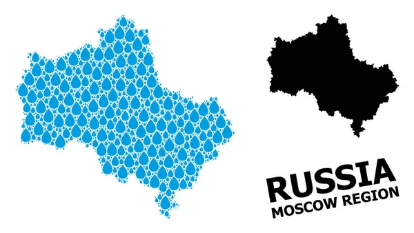 Vector Mosaic Mapa de Moscou Região de gotas líquidas e mapa sólido — Vetor de Stock