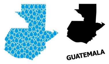 Guatemala Sıvı Damlalar ve Katı Harita Vektör Mozaik Haritası
