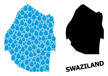 Svaziland Su Damlaları ve Solid Haritası Vektör Mozaik Haritası