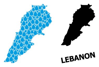 Lübnan Sıvı Damlaları ve Solid Haritası Vektör Mozaik Haritası