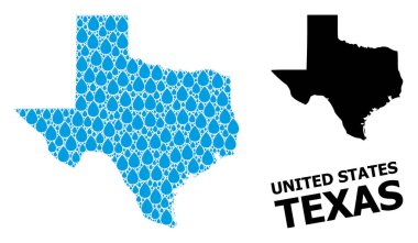 Texas Eyaleti Su Damlaları ve Kolaj Haritası