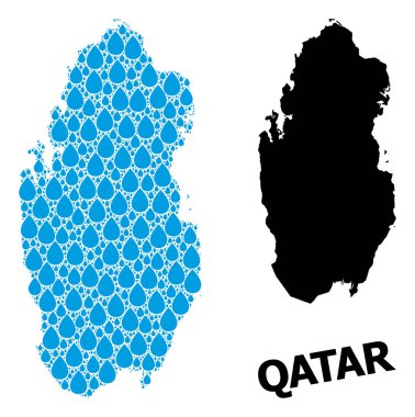 Sıvı Gözyaşları ve Katı Harita Katarının Vektör Mozaik Haritası