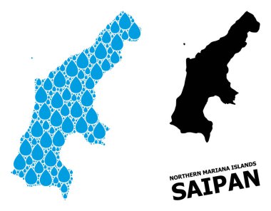 Saipan Su Damlaları ve Solid Haritası 'nın Vektör Mozaik Haritası