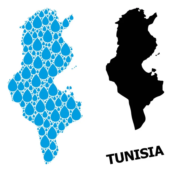 Vector Collage Map of Tunisia of Liquid Dews and Solid Map — Stock Vector