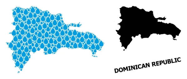 Vector Mosaic Mapa da República Dominicana de orvalho líquido e mapa sólido — Vetor de Stock