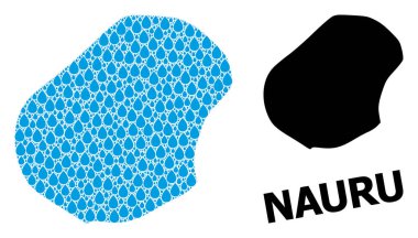 Sıvı Damlalar ve Katı Harita Nauru Vektör Mozaik Haritası