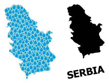 Sırbistan 'ın Su Gözyaşları ve Somut Haritası Vektör Kolajı