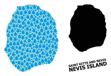 Nevis Adası 'nın Su Gözyaşları ve Kolaj Haritası