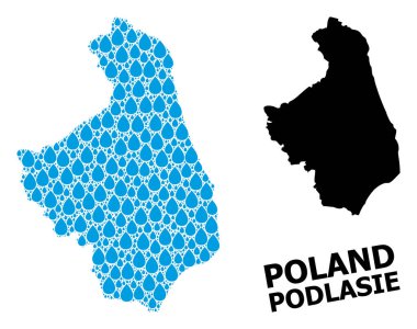 Podlasie Liquid Dews ve Solid Haritasının Vektör Kolajı