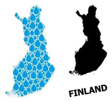 Finlandiya 'nın Sıvı Gözyaşları ve Solid Haritası Vektör Mozaik Haritası