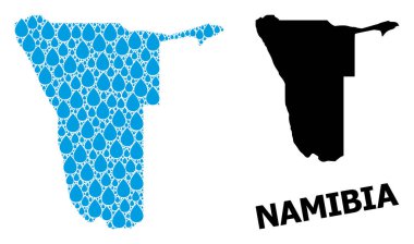 Sıvı Damlalar ve Solid Harita Namibya Vektör Kolajı Haritası
