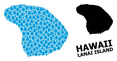 Liquid Drops ve Solid Harita Lanai Adası Vektör Kolajı