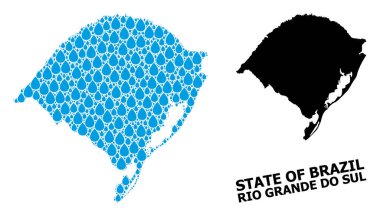 Rio Grande Do Sul 'un Vektör Kolajı Sıvı Damlaları ve Katı Harita
