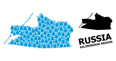 Kalininingrad Sıvı Damlaları ve Solid Haritası Vektör Kolajı Haritası