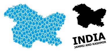 Jammu ve Kashmir Su Gözyaşları ve Katı Harita Vektör Kolajı