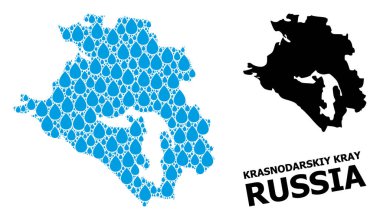 Krasnodarskiy Su Damlaları ve Katı Harita Vektörü Mozaik Haritası