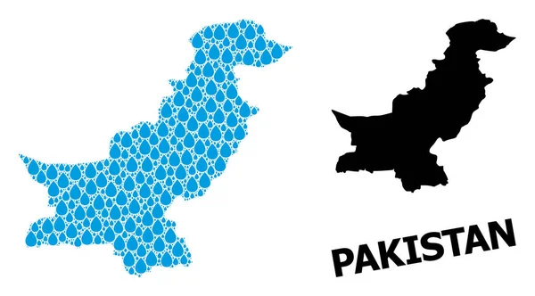 Vector Mosaic Mapa do Paquistão de Lágrimas Líquidas e Mapa Sólido — Vetor de Stock