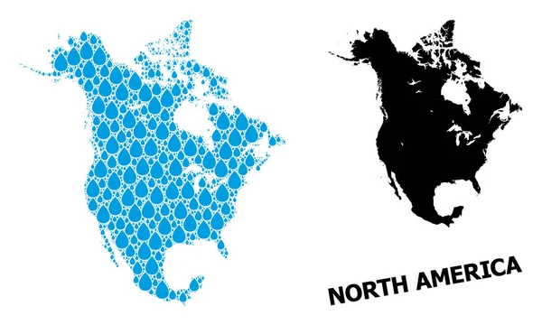 Carte vectorielle en mosaïque de l'Amérique du Nord des larmes liquides et carte solide — Image vectorielle