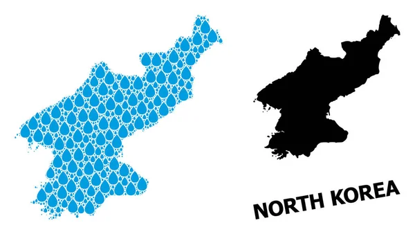 Vector Mosaic Mapa da Coreia do Norte de Lágrimas Líquidas e Mapa Sólido — Vetor de Stock