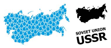 Sıvı Damlalar ve Katı Harita SSCB Vektör Mozaik Haritası