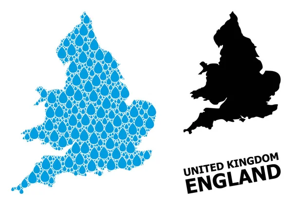 液体滴英格兰矢量马赛克图和固体图 — 图库矢量图片