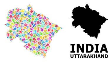 Uttarakhand Psikedelik Kenevir Yaprakları ve Kolaj Haritası