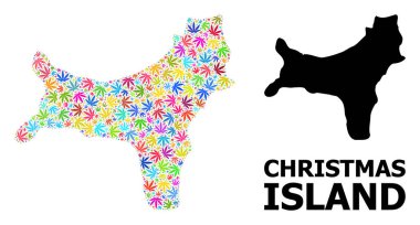 Renkli Marihuana Yaprakları ve Kolaj Haritası