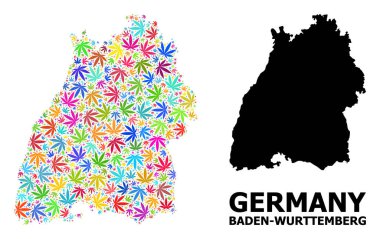 Baden-Wurttemberg Renkli kenevir yaprakları ve Kolaj Haritası