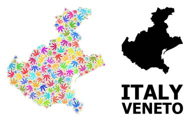 Psikedelik Ot Yaprakları ve Kolaçan Haritası Venedik Bölgesi