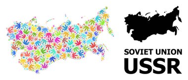 Psikedelik Esrar Yaprakları SSCB 'nin Vektör Mozaik Haritası ve Katı Harita