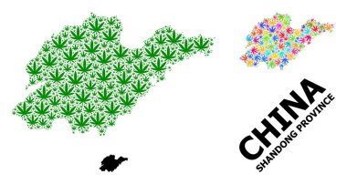 Shandong Parlak ve Yeşil kenevir yaprakları ve Kolaj Haritası