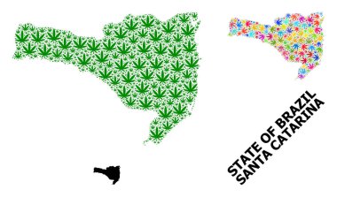 Santa Catarina Renkli ve Yeşil Marihuana Eyaletinin Vektör Mozaik Haritası