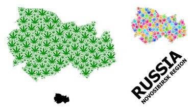 Novosibirsk Renkli ve Yeşil Ot Yaprakları ve Kolaçan Haritası