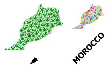 Renkli ve Yeşil Kenevir Yaprakları ve Kolaçan Haritası