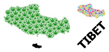 Renkli ve Yeşil Kenevir Yaprakları ve Kolaçan Haritası