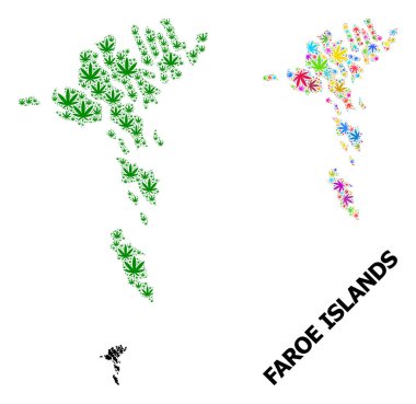 Parlak ve Yeşil Ot Yaprakları ve Kolaj Haritası