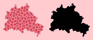 Berlin Enfeksiyon Parçacıkları ve Solid Haritası Vektör Mozaik Haritası