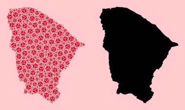 Ceara Grip Virüsü Parçacıklarının Vektör Kolajı Haritası ve Katı Harita