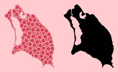 Barbuda Viral Simgeler ve Katı Haritalar Adasının Vektör Mozaik Haritası