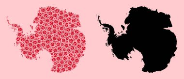 Vector Mozaik Antarktika Grip Virüsü Öğeleri ve Katı Haritası