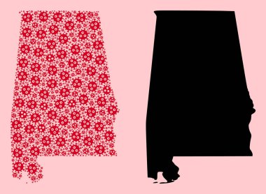 Alabama Salgın Virüs Simgeleri ve Kolaj Haritası