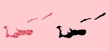 Coronavirüs Simgeleri ve Katı Harita Cayman Adaları Vektör Mozaik Haritası