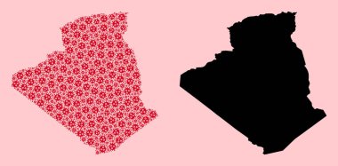 Vector Mozaik Cezayir Salgın Virüs Parçacıkları Haritası ve Katı Harita